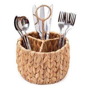 Natural Woven Wicker Kitchen Cooking Utensils / Office / Craft Supplies Holder